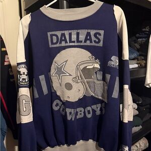 Vintage 90s Dallas Cowboys Starter All Over Print Crewneck Sweatshirt